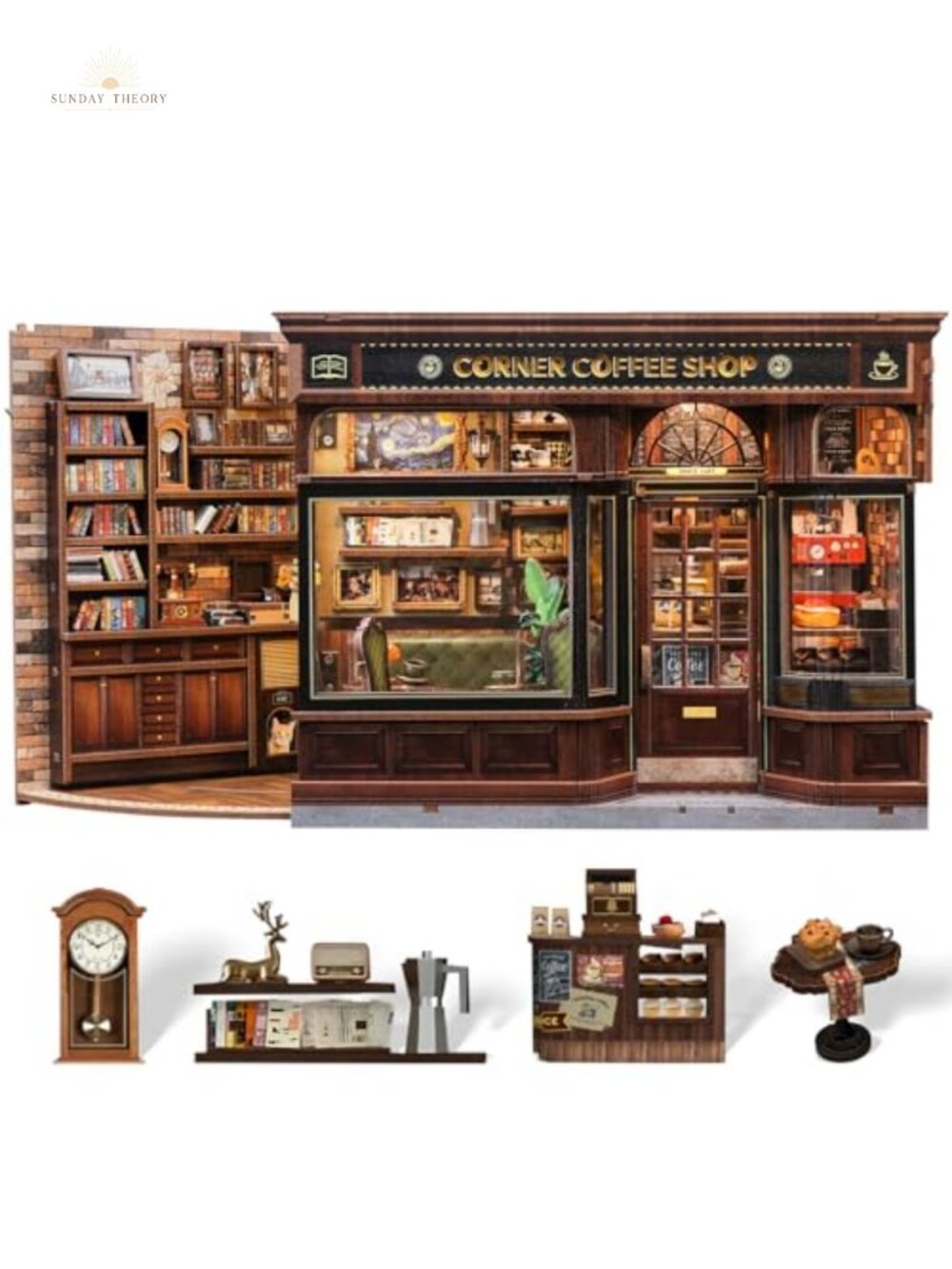 DIY Book Nook Kit 3D Wooden Puzzle Miniature House Coffee Shop Dollhouse